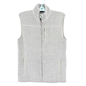 Sonoma Men's Fleece Vest Sweater Size Small Gray White Marled Full Zip NWT